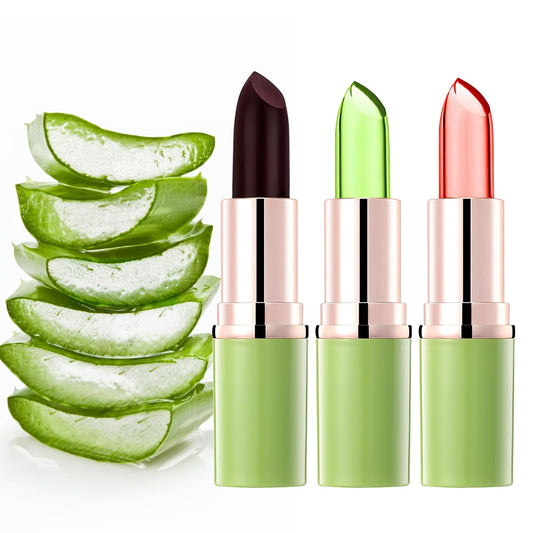 Aloe Vera Lipstick for Lip Makeup, Magic Temp Color Change Matte Lip Gloss Makeup, Color Changing Lipstick 24 Hour Long-Lasting Nutritious Hydrating, Waterproof & Moisturizing, Lip Gloss